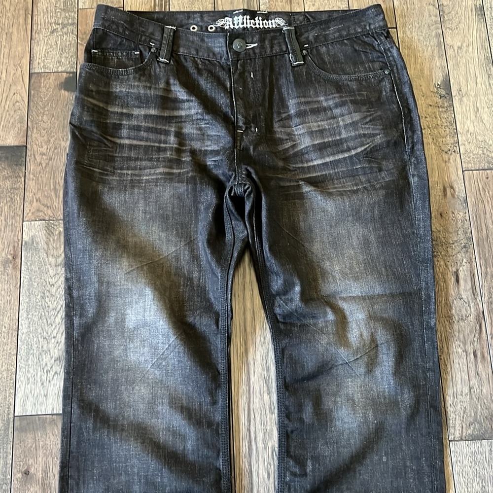 Vintage Affliction 100% cotton baggy jeans 40x34 - Picture 3 of 13